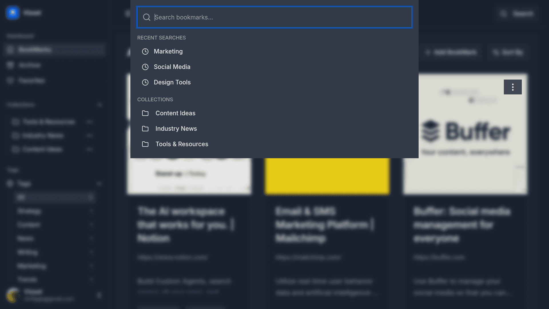Vioset search drawer with recent searches